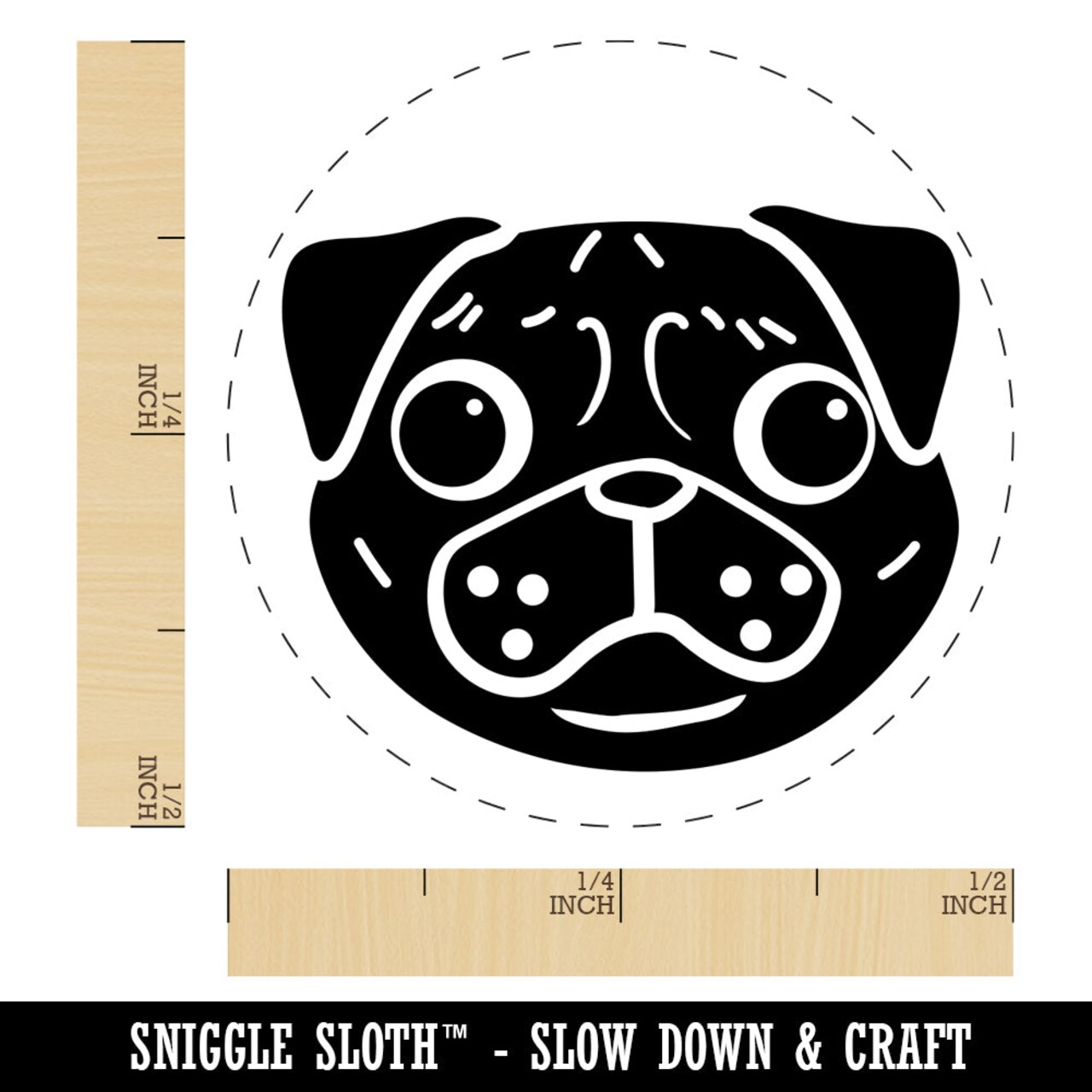 Pug Face Self-Inking Rubber Stamp for Stamping Crafting Planners